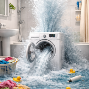 To nie jest wyciek z pralki – woda pod pralką zalewająca łazienkę, pozorna awaria sprzętu AGD