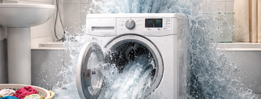 To nie jest wyciek z pralki – woda pod pralką zalewająca łazienkę, pozorna awaria sprzętu AGD