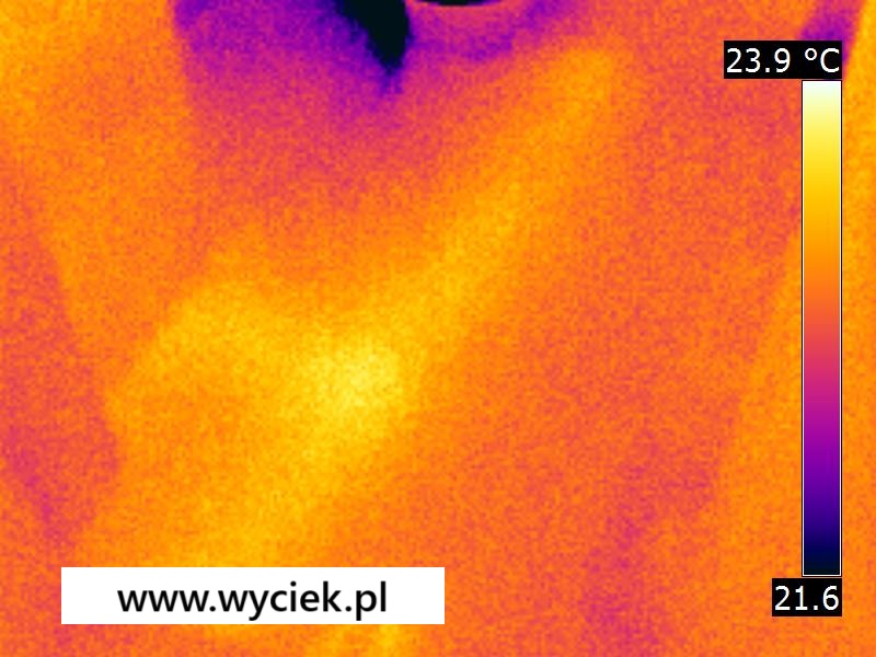 Wyciek z podłogówki Bytom – punktowy wyciek widoczny w obrazie termowizyjnym