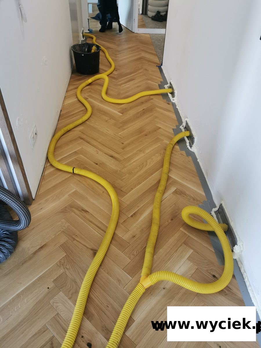 Zalana strefa izolacji pod posadzką po awarii wodnej
