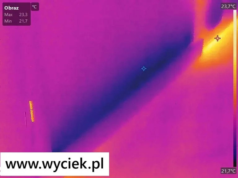 Wyciek wody Gliwice – kamera termowizyjna pokazująca zawilgocenie
